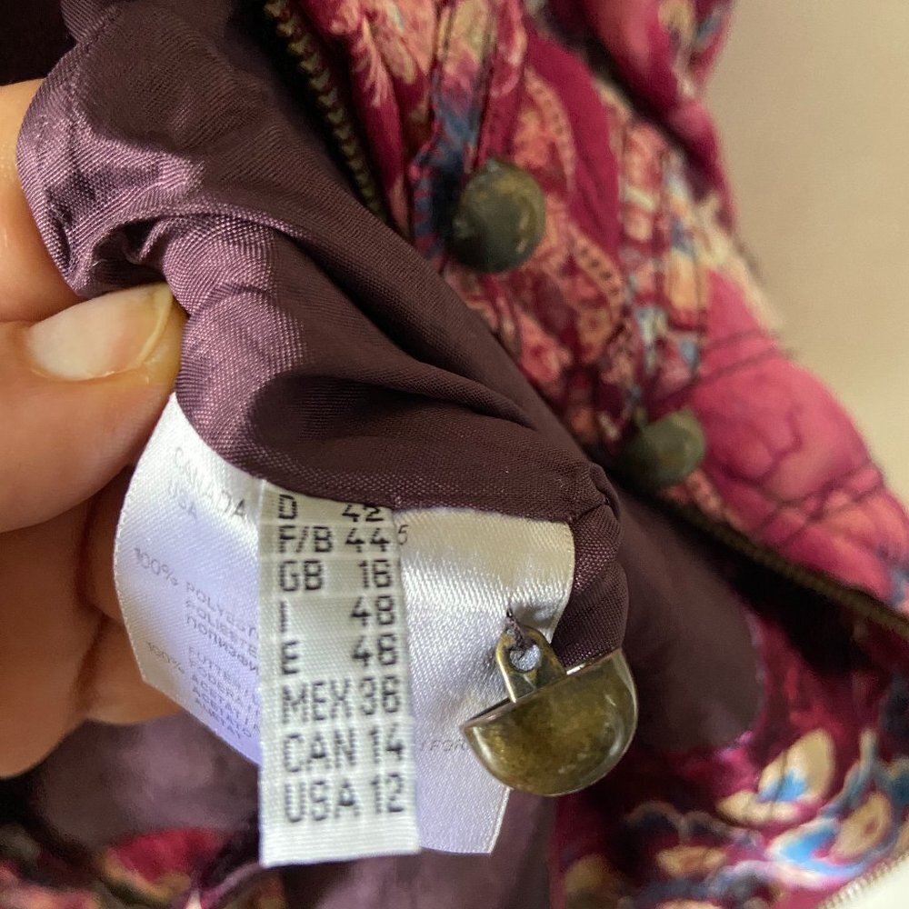 Apriori quilted jacket Floral Satin size 12 - Picture 10 of 10